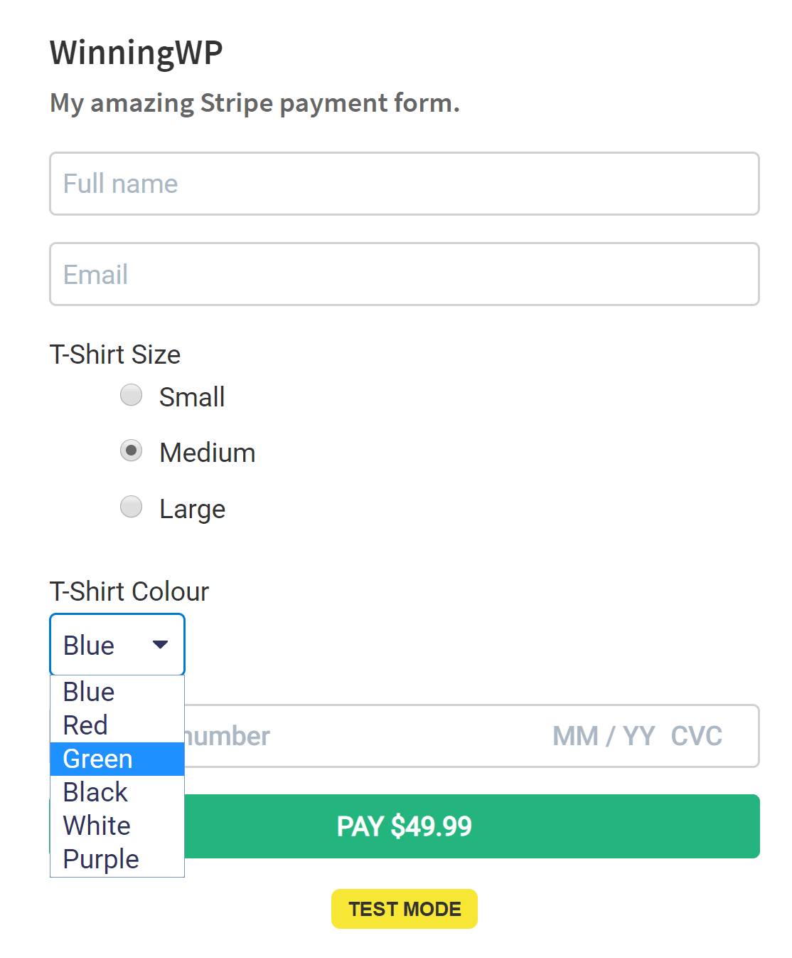 WP Simple Pay Form Example