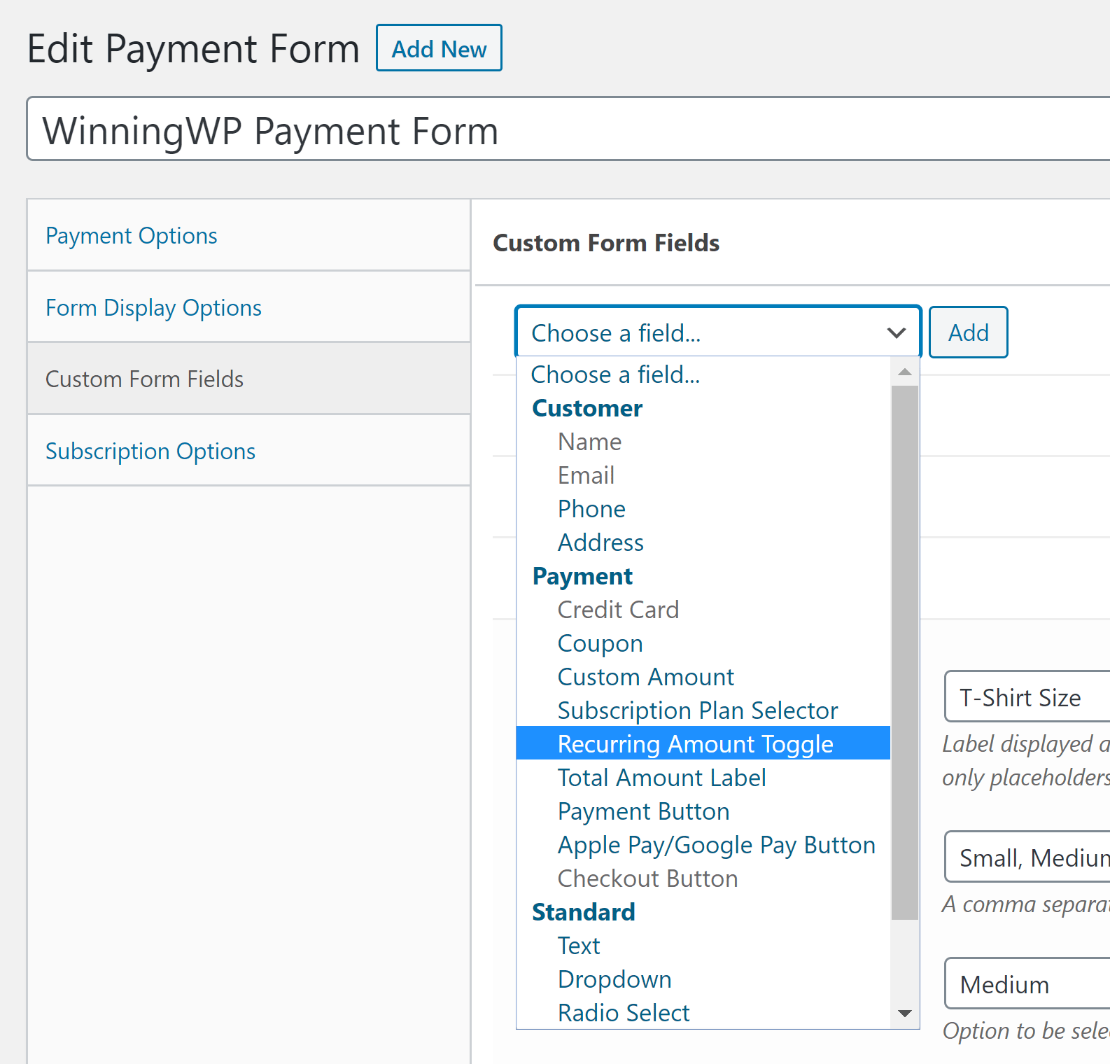 Choose a Field