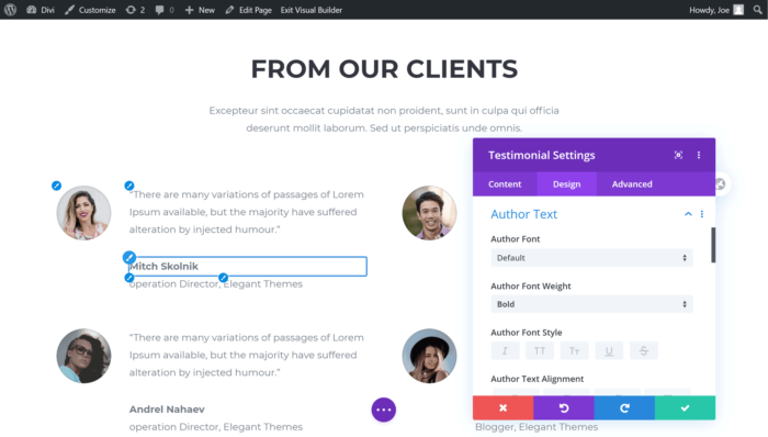 Divi Page Builder Interface