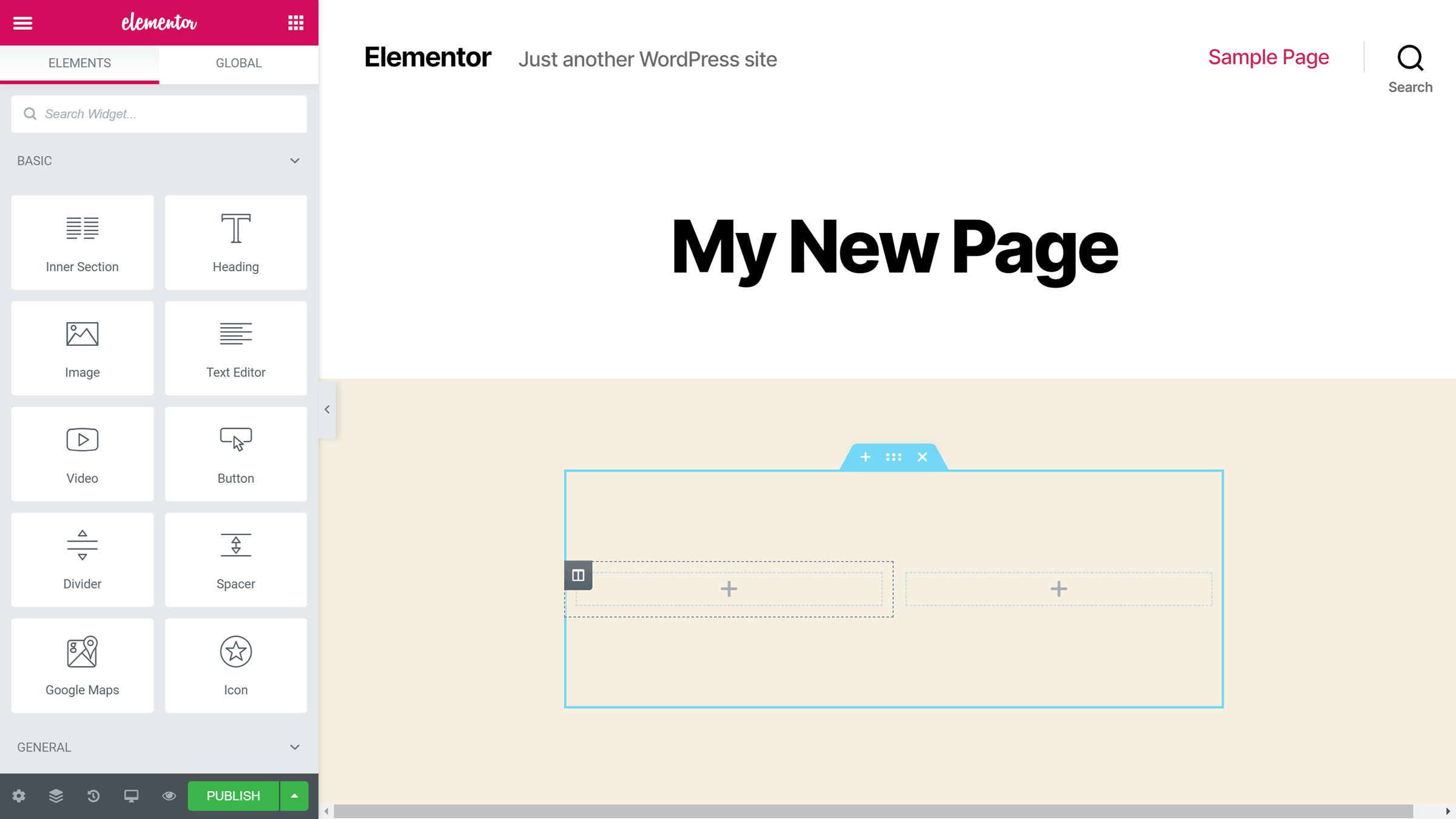 Elementor Editor User Interface