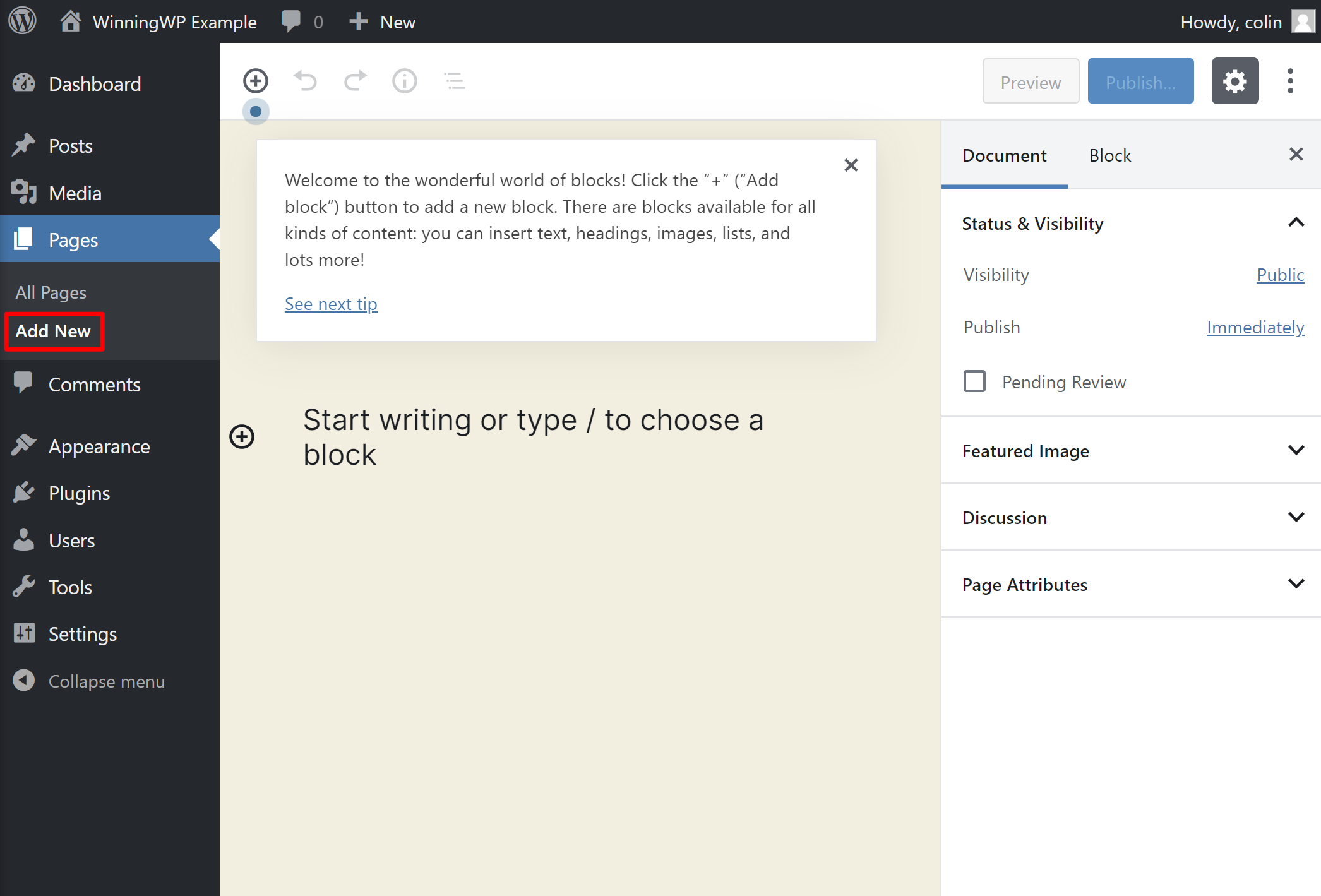 The WordPress block editor