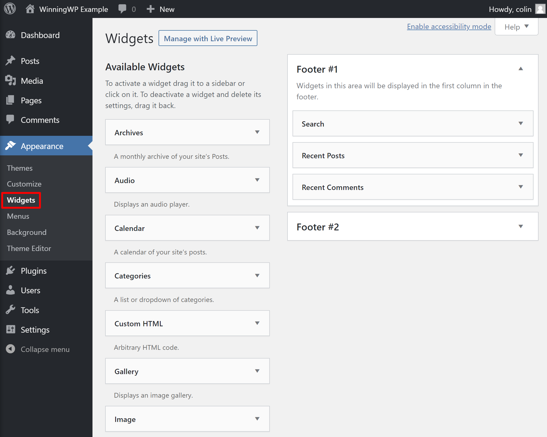 Configuring WordPress widgets