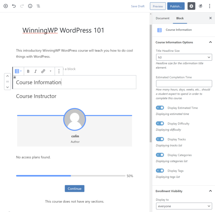 How to add main course page content with LifterLMS