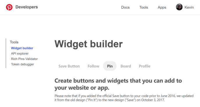 The Pinterest Widget Builder