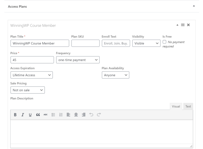 LifterLMS course access plans