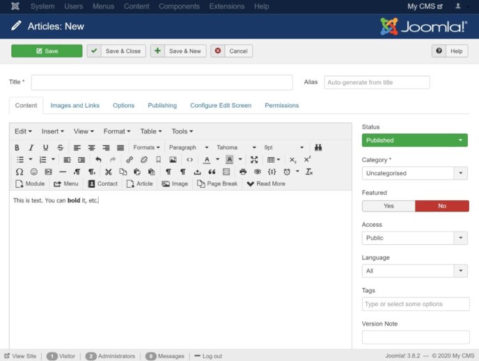 Joomla content editor