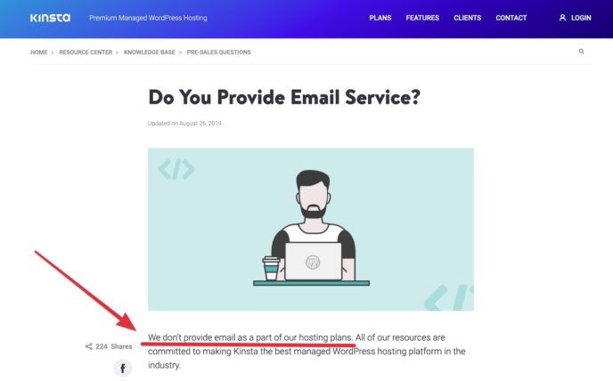 Kinsta email hosting