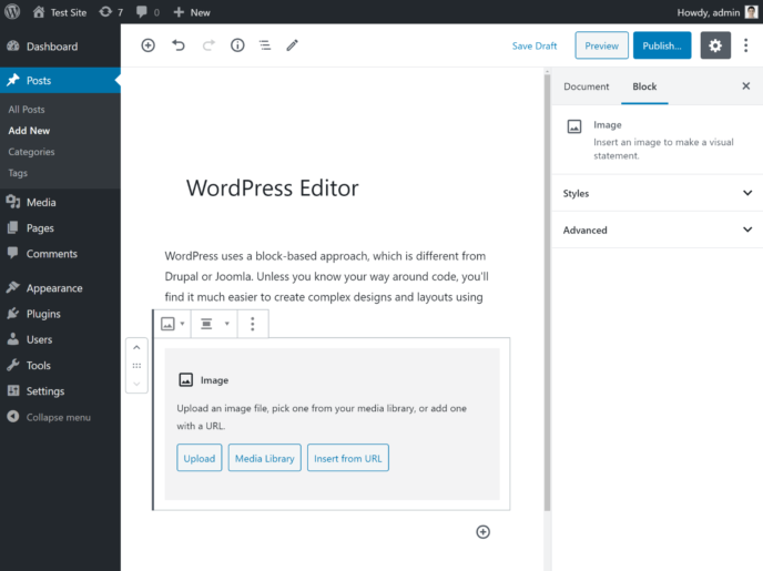 WordPress editor