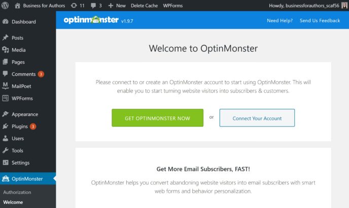 OptinMonster vs MailPoet: OptinMonster plugin welcome