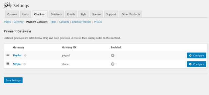 WP Courseware review: payment gateways