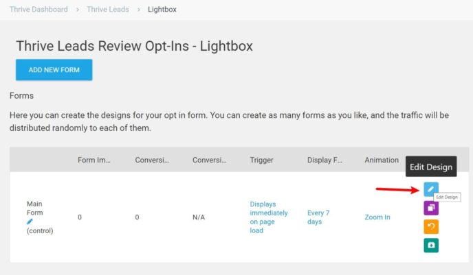How to edit a design in Thrive leads