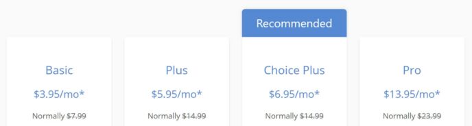 Bluehost Shared Hosting Pricing