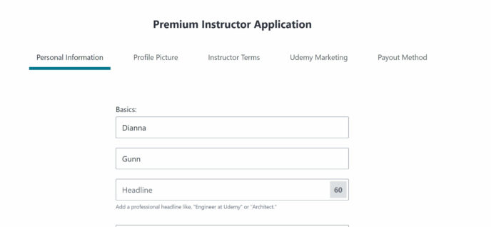 Udemy Premium Instructor Application
