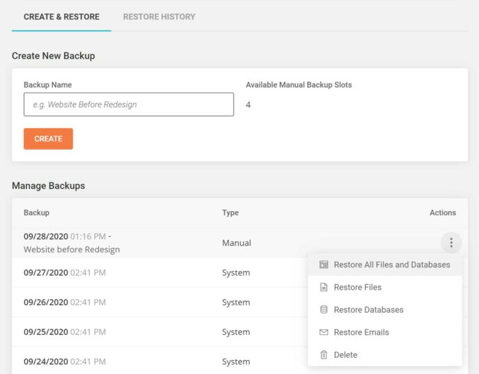 SiteGround Website Backups