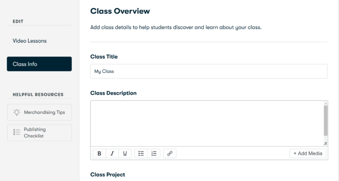 Skillshare vs Teachable: Skillshare Class Info