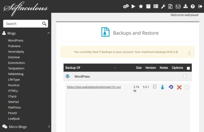 Bluehost cPanel Backup System