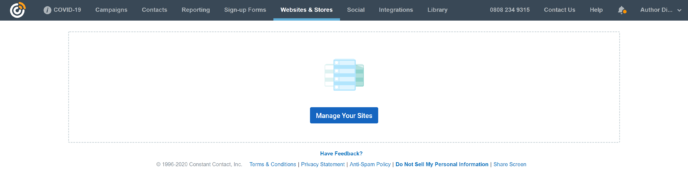 Constant Contact Manage Sites