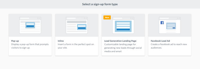 Constant Contact vs GetResponse: Constant Contact Signup Form Types