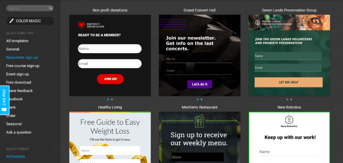 Constant Contact vs GetResponse: GetResponse signup form templates