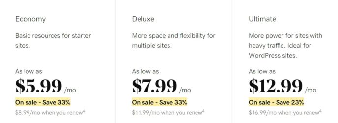 GoDaddy Pricing Discounts