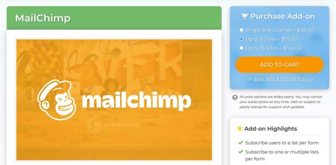 MailChimp Add-On Pricing