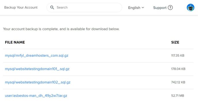DreamHost Account Backups