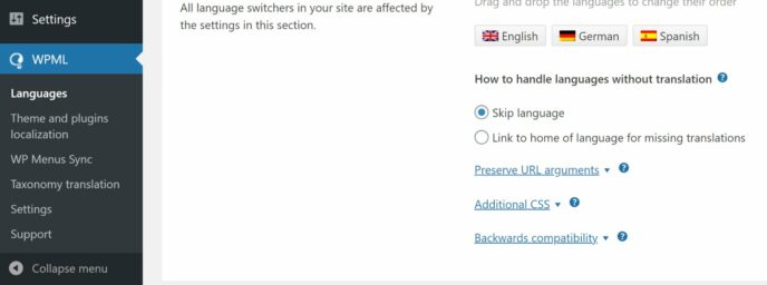 WPML Admin Menu