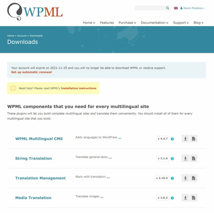 WPML Downloads Page