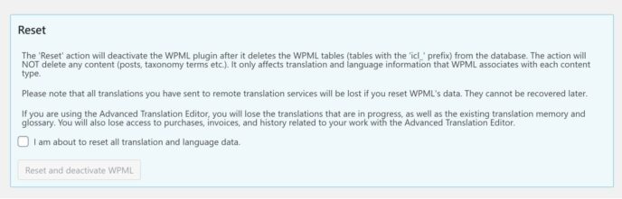 Reset WPML