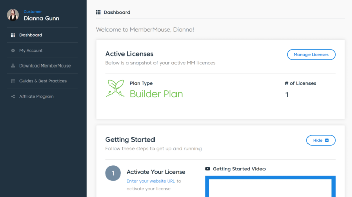 MemberMouse vs MemberPress: MemberMouse Account Dashboard