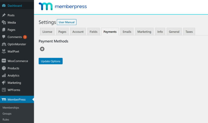 MemberMouse vs MemberPress: MemberPress payment settings