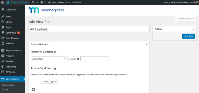 MemberMouse vs MemberPress: MemberPress rules editor