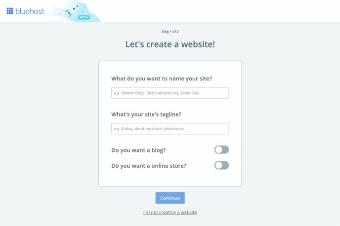 Bluehost WordPress Website Setup Wizard