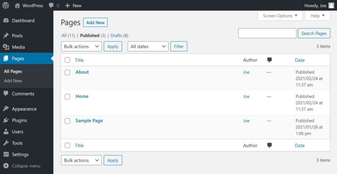 Bluehost WordPress Admin