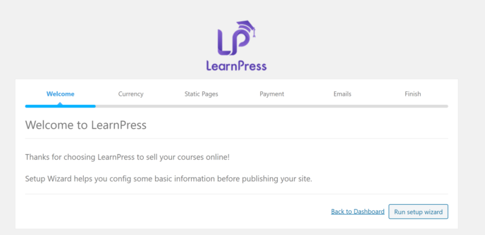 LearnPress Review: LearnPress Setup Wizard