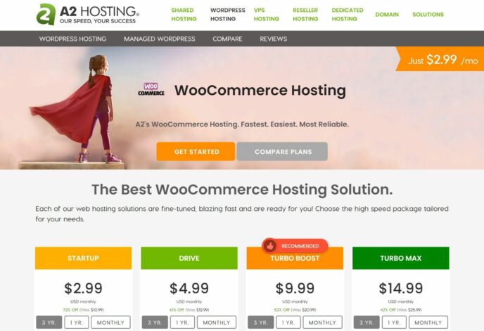 A2 Hosting's WooCommerce plans