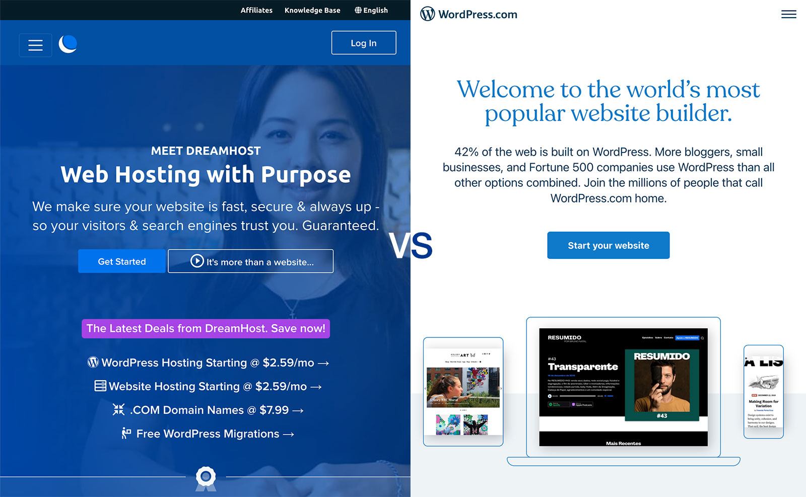 DreamHost vs WordPress