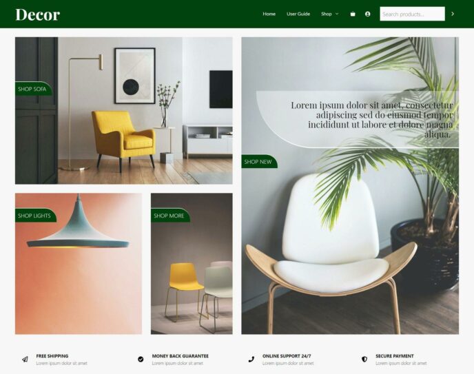 GeneratePress WordPress theme ecommerce decor demo