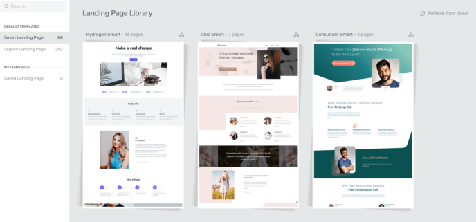 Instapage vs Thrive Theme Architect: Thrive Architect template library
