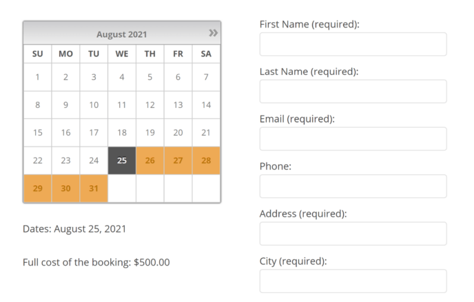 Booking Calendar Form