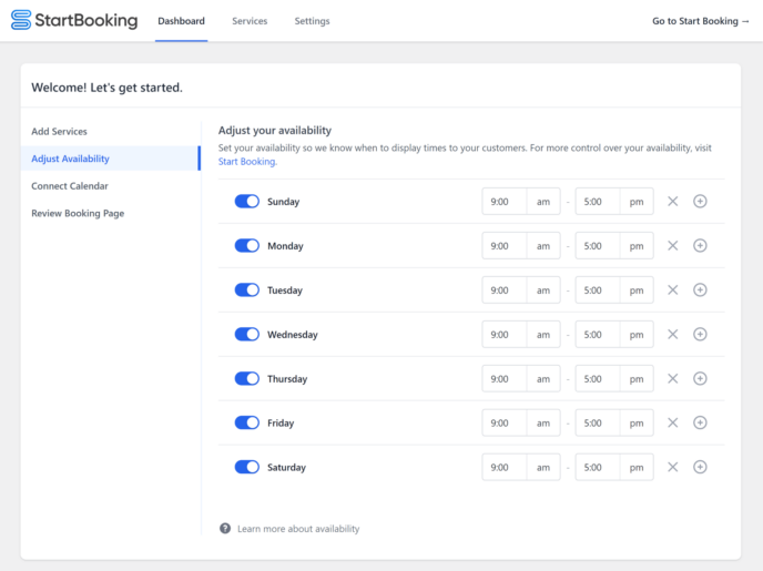 Adjusting Availability in StartBooking