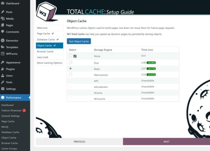 The new W3 Total Cache setup wizard