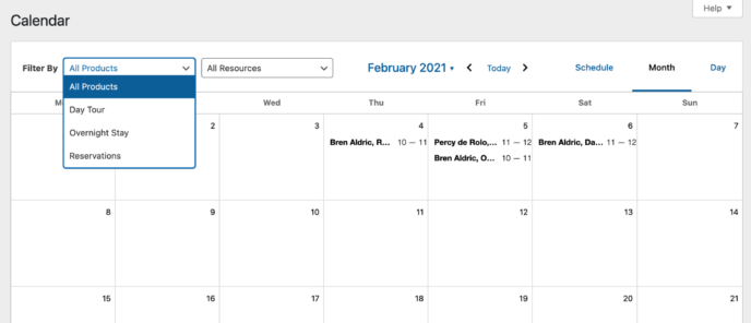 WooCommerce Bookings Calendar