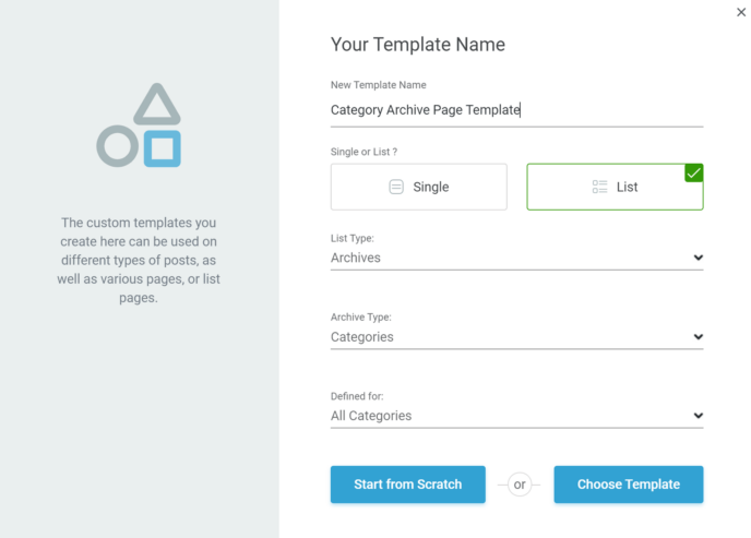 Custom Template Settings