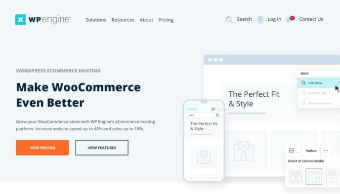 The WP Engine eCommerce hosting page