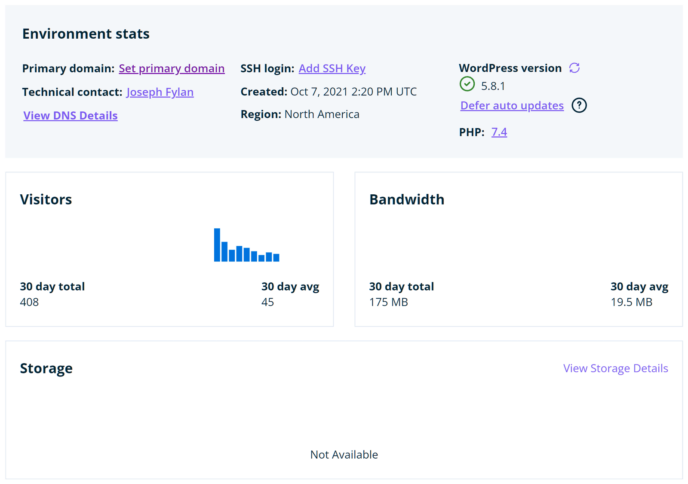 WP Engine Usage Stats