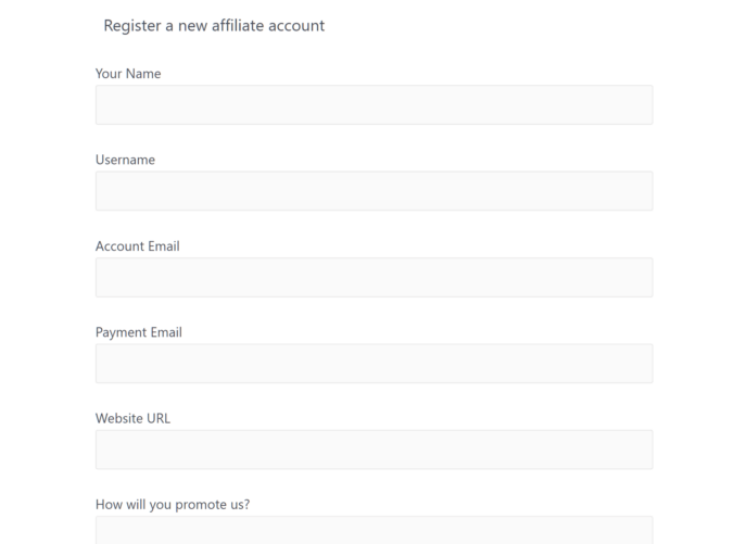 AffiliateWP Registration Form