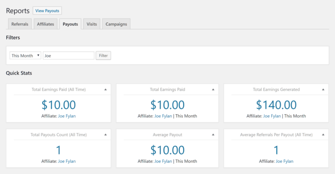 AffiliateWP Reports