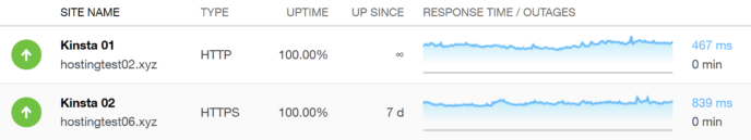 Kinsta Uptime Test