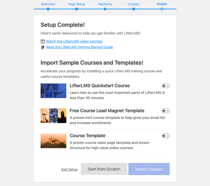 Import courses in LifterLMS to create an online course website with WordPress